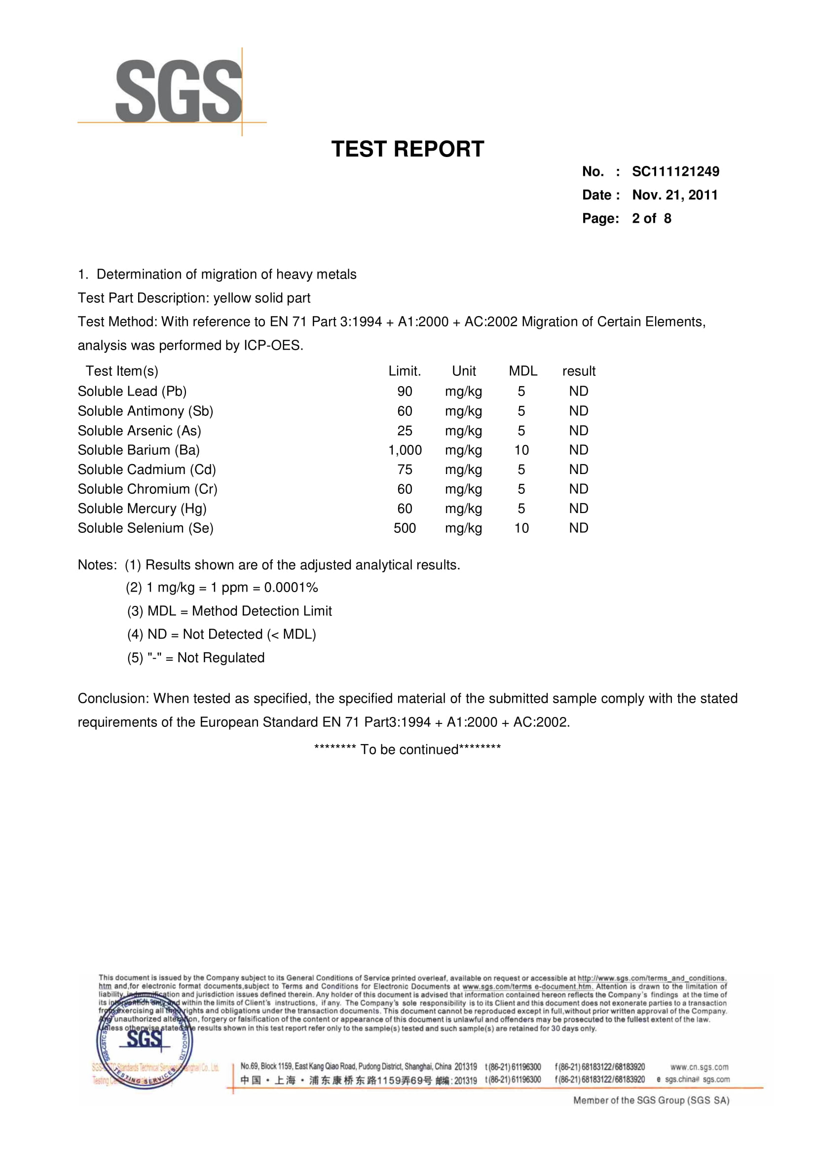 SS Floor SGS Test Report стр 2